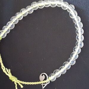 ** Clear Beaded Pull String Bracelet
